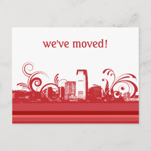 We've Moved City Skyline Postcard