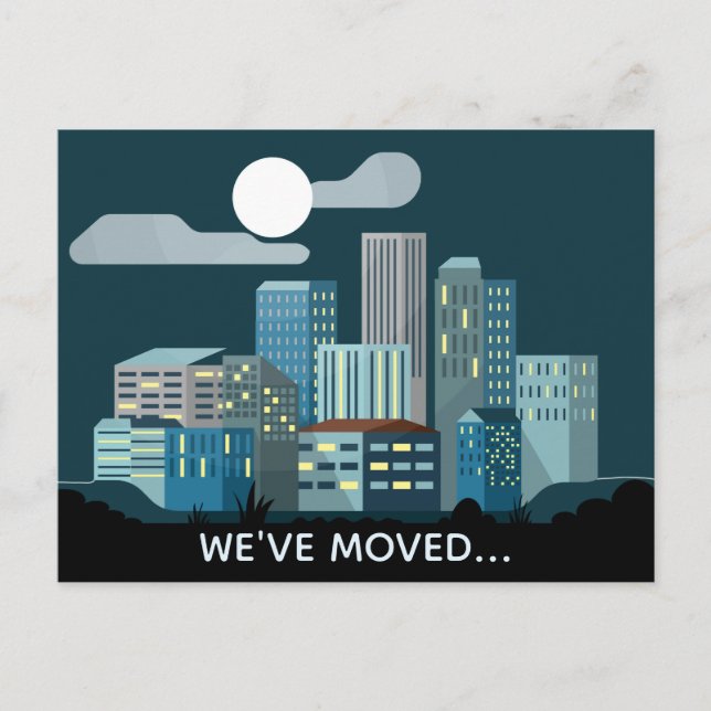 We've Moved Cityscape New Address Announcement Postcard (Front)