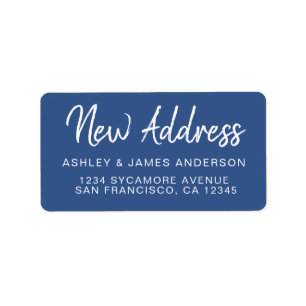 We've Moved Classic Blue New Address label