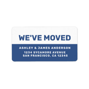 We've Moved Classic Blue White New Address Label