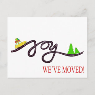 We've Moved  Classic Christmas Car Postcard