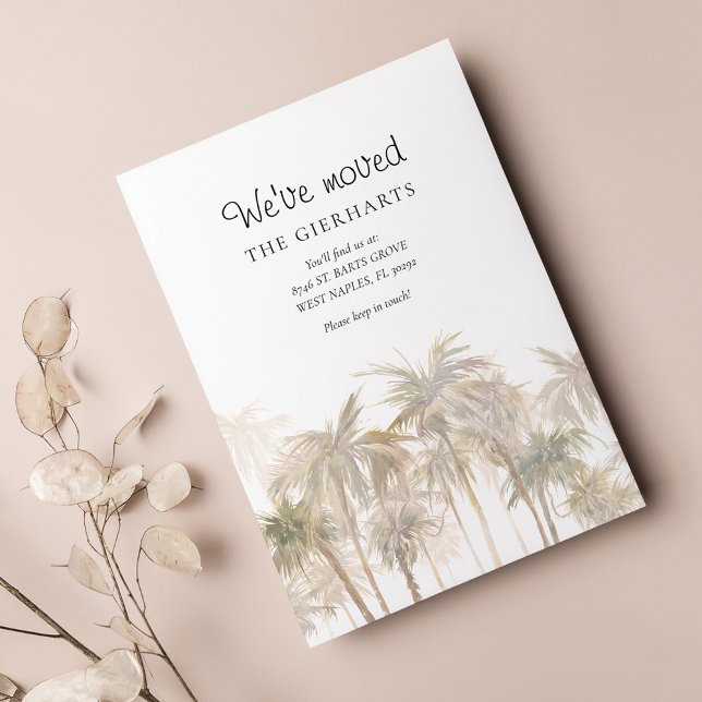 We've Moved Coastal Palm Trees Moving Announcement (Tropical Palm Trees Watercolor Moving Announcement)