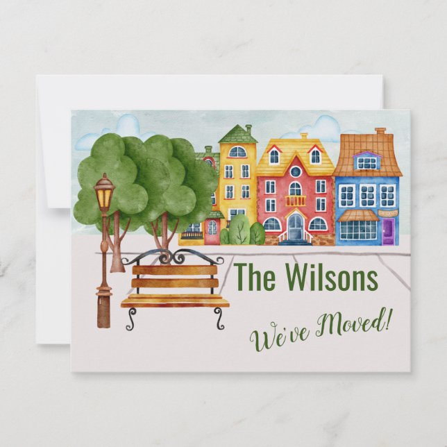 We've Moved Colourful City Life Moving  Announcement (Front)