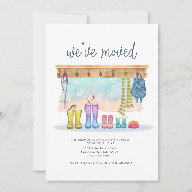 We've Moved Colourful Watercolor Moving Announcement (Front)