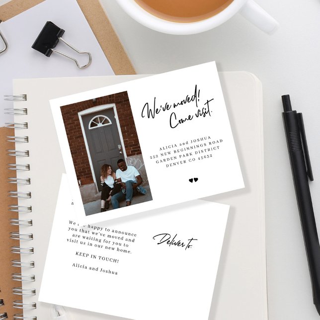 We've moved come visit photo modern moving announcement postcard (Creator Uploaded)