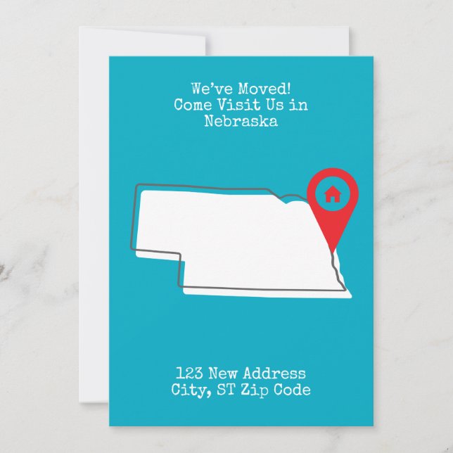 We've Moved! Come Visit Us in Nebraska Announcement (Front)