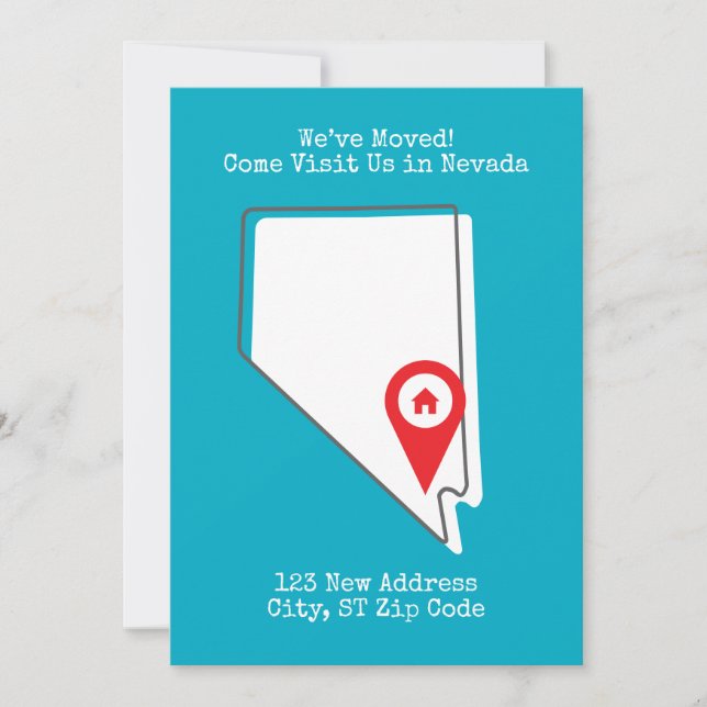 We've Moved! Come Visit Us in Nevada Announcement (Front)