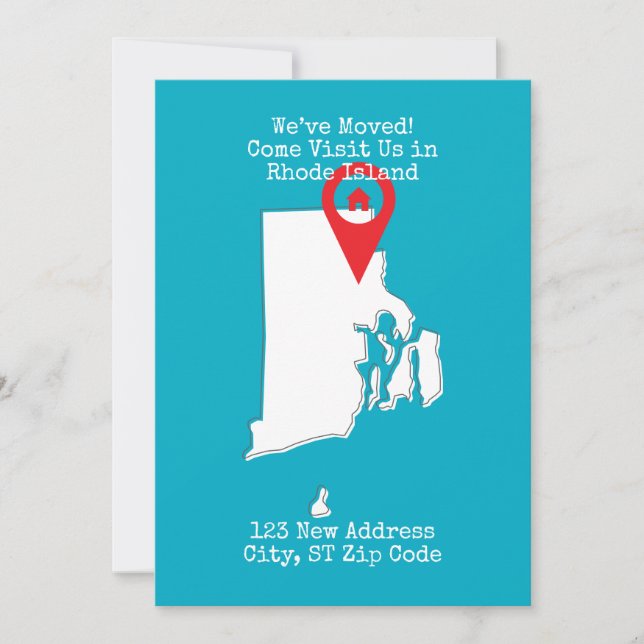 We've Moved! Come Visit Us in Rhode Island Announcement (Front)