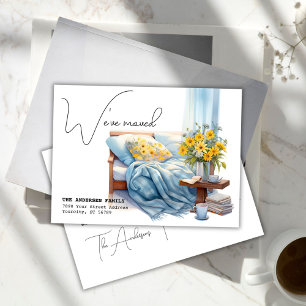 We've Moved Cosy Couch Watercolor Home Announcement Postcard