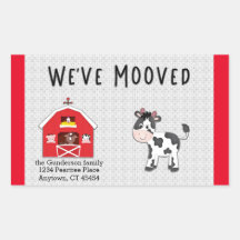 We've Moved Cow in Barnyard Relocation Notice