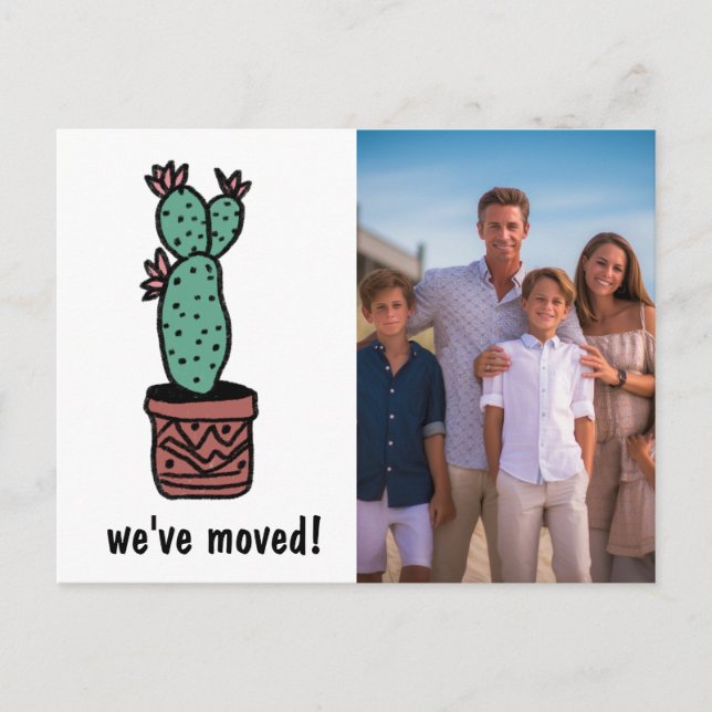 We've Moved CUSTOM PHOTO Cactus New Address Change Postcard (Front)