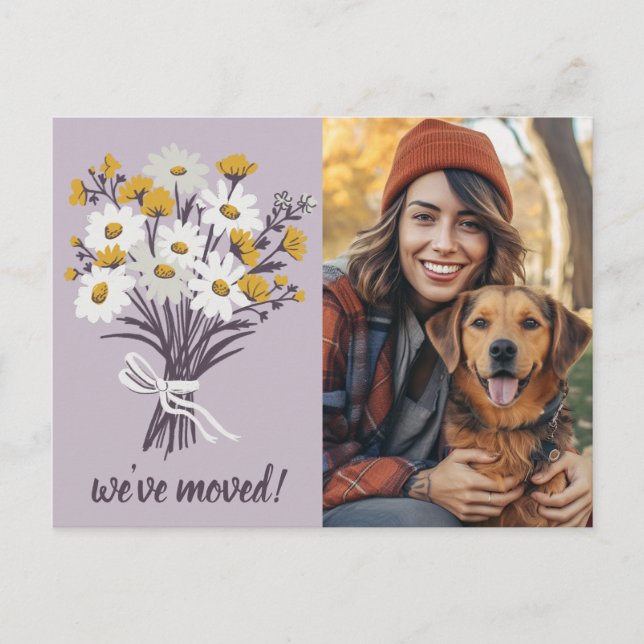 We've Moved CUSTOM PHOTO Wildflower Bouquet  Postcard (Front)
