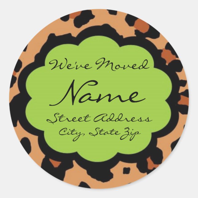 We've Moved Customisable Lepord Sticker (Front)