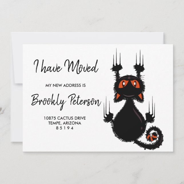 We've Moved  | Cute black cat  Invitation (Front)