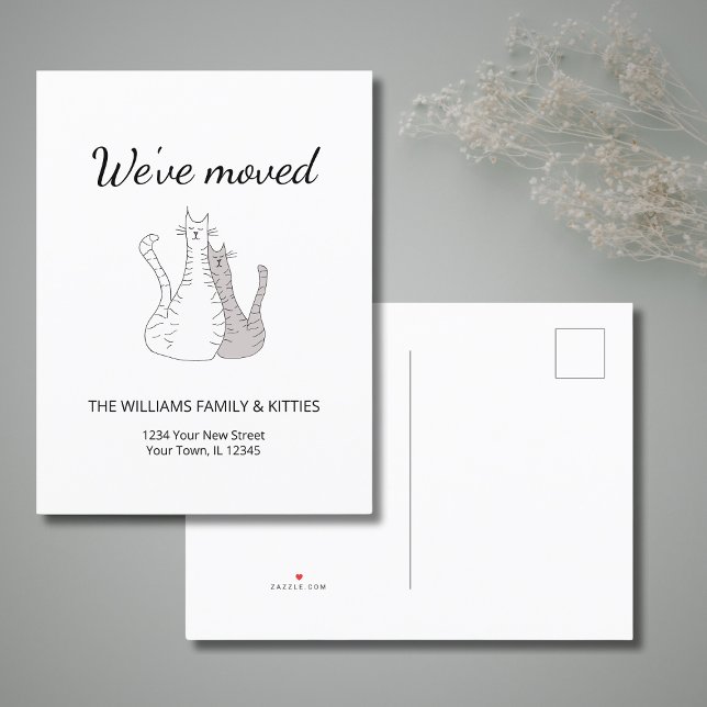 We've Moved Cute Cats Elegant Moving  Announcement Postcard (Creator Uploaded)