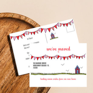 We've Moved Cute Custom Beach House Announcement Postcard