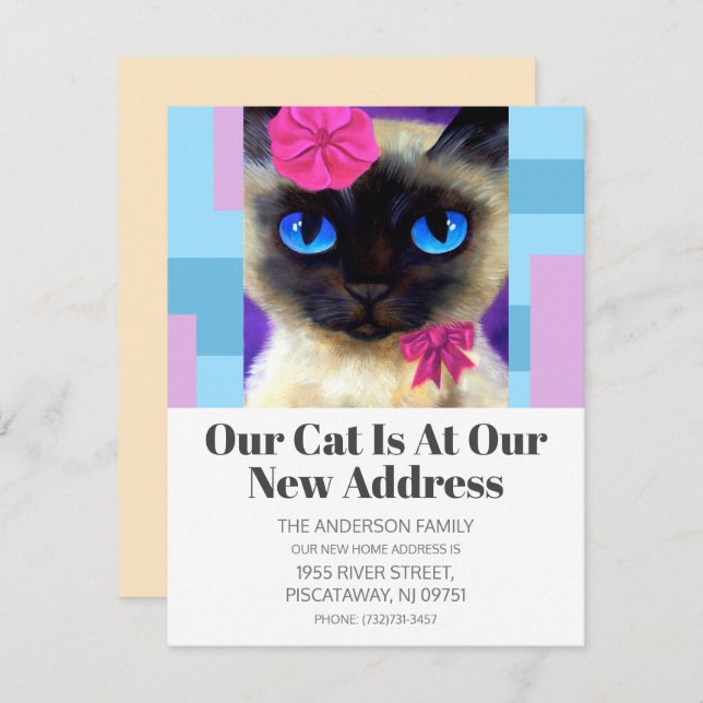 We've Moved Cute Pet Cat New Address Text Announcement (Front/Back)