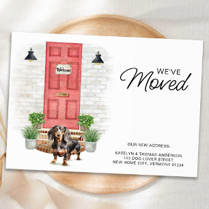 We've Moved Dachshund Red Door Dog Moving Announcement