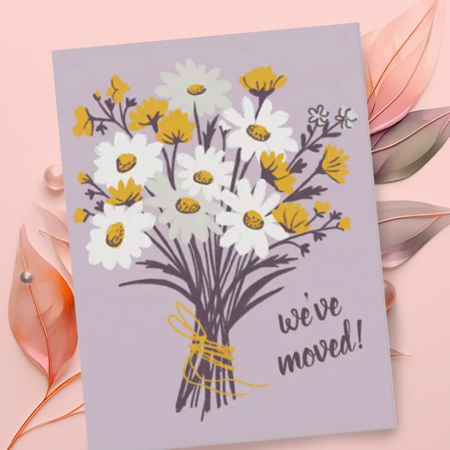 We've Moved Daisy Bouquet New Home Address Change Postcard (Moving announcement address change cute daisy bouquet custom postcard)