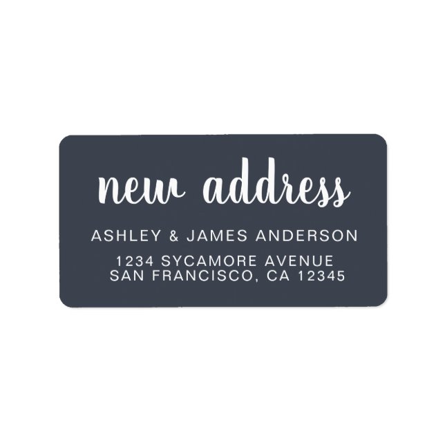 We've Moved Dark Blue New Address label (Front)
