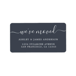 We've Moved Dark Blue New Address label