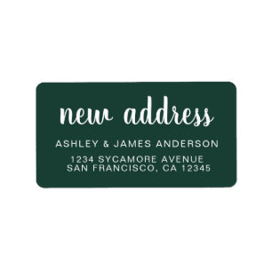 We've Moved Dark Green New Address label