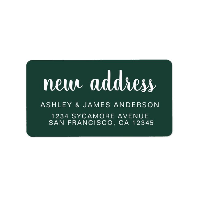 We've Moved Dark Green New Address label (Front)