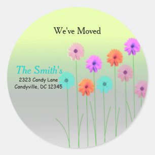We've Moved Dazzling Daisies Classic Round Sticker