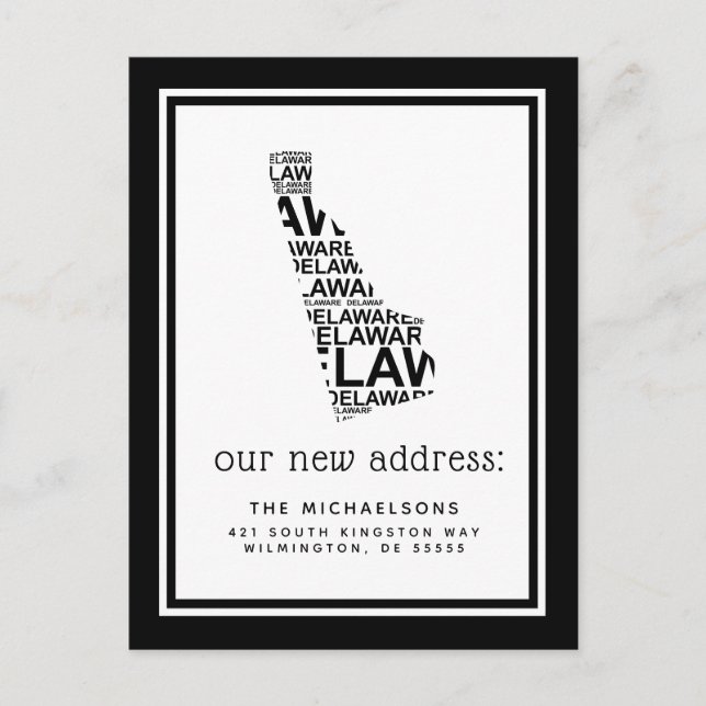 We've Moved | Delaware Typography Holiday Postcard (Front)
