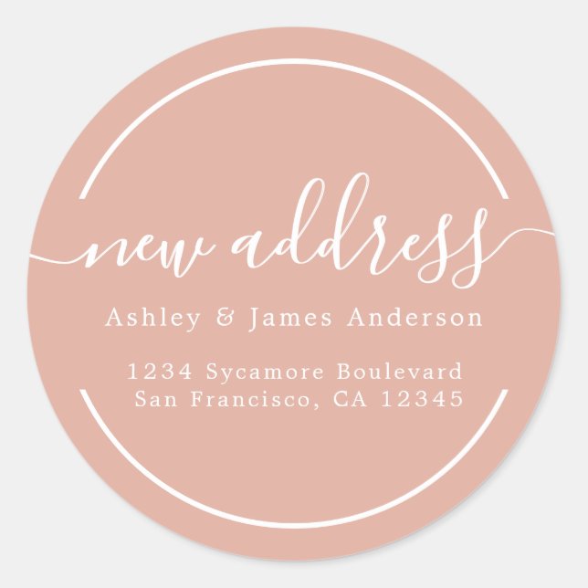 We've Moved Dusty Pink New Address Classic Round Sticker (Front)