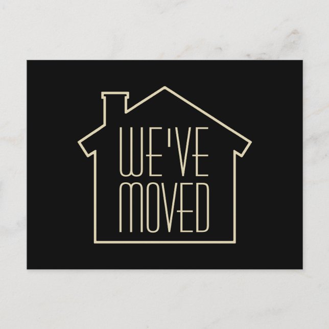 We've Moved Elegant Black and Gold Modern Moving Announcement Postcard (Front)