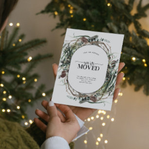 We've Moved Eucalyptus Dusty Winter Announcement Postcard