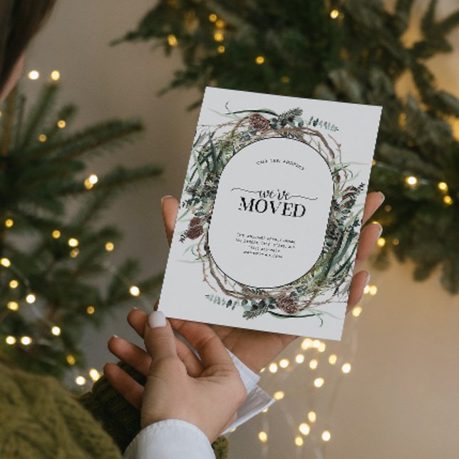 We've Moved Eucalyptus Dusty Winter Announcement Postcard (Celebrate the new beginning with this festive 'We've Moved" postcard!
)