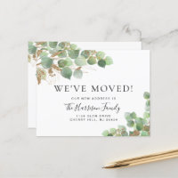 We've Moved Eucalyptus Greenery Watercolor Moving