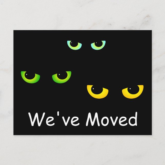 We've Moved Eyes of Three Cats Announcement Postcard (Front)