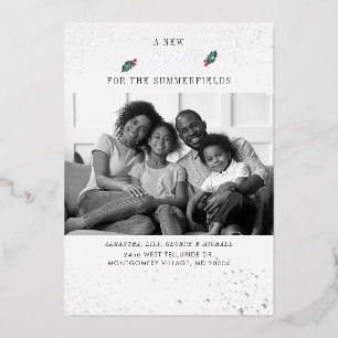 We've Moved Family Christmas Holidays Moving Foil Holiday Card