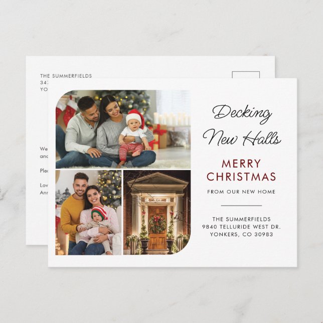We've Moved Family Photo Collage Christmas Moving Holiday Postcard (Front/Back)