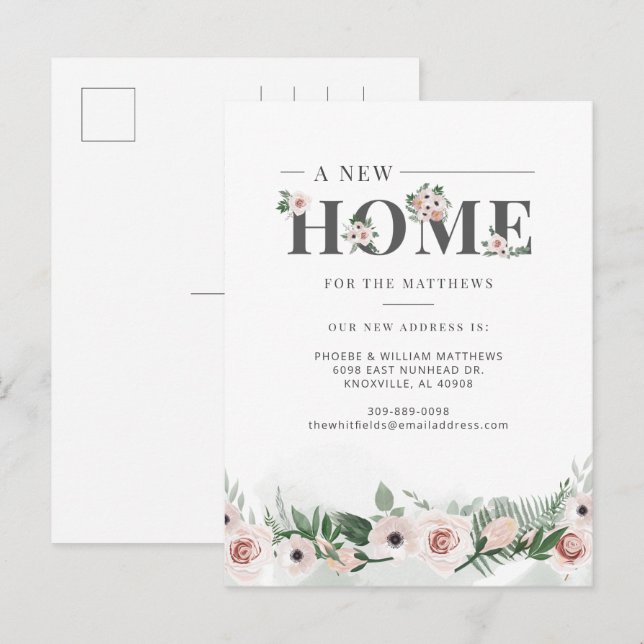 We've Moved Floral Change of Address Moving Announcement Postcard (Front/Back)