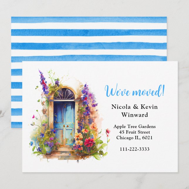 We've Moved Floral Lavender Flowers Door Announcement (Front/Back)