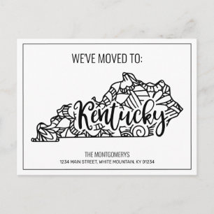 We've Moved Floral Mandala Kentucky State Announcement Postcard