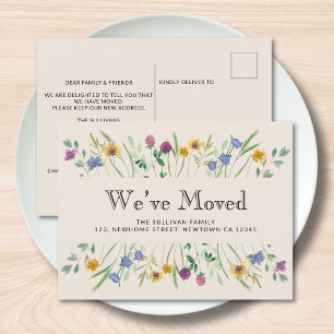 We've Moved Floral Moving Announcement Postcard