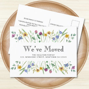We've Moved Floral Moving Announcement Postcard