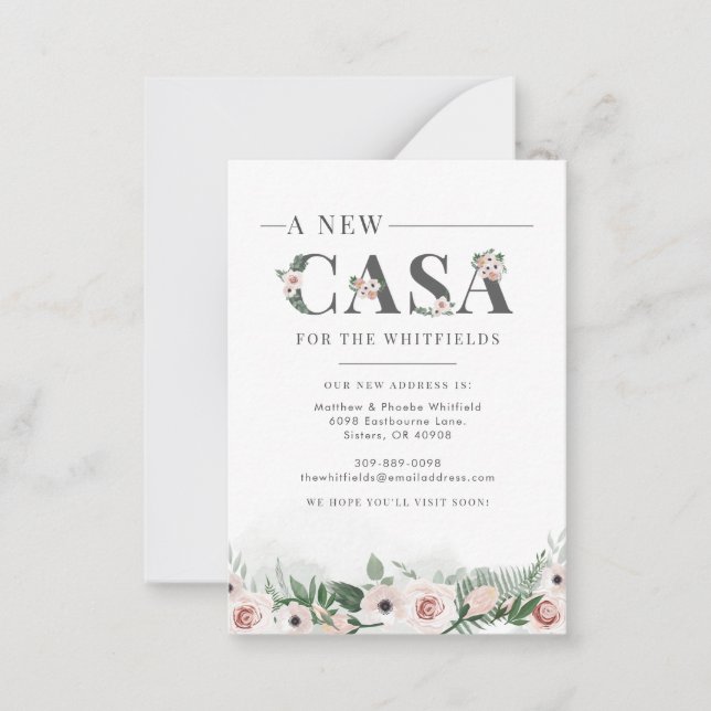 We've Moved Floral Rustic New Casa Moving Card (Front)