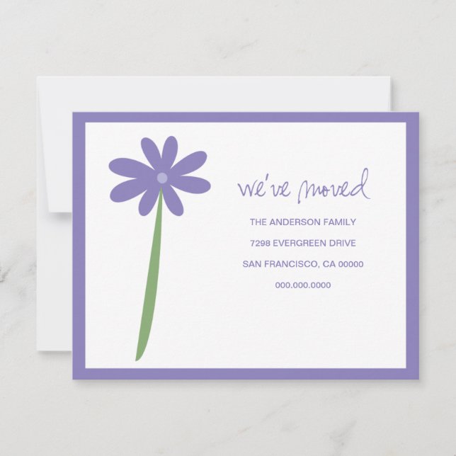 We've Moved Flower Announcement (Purple) (Front)