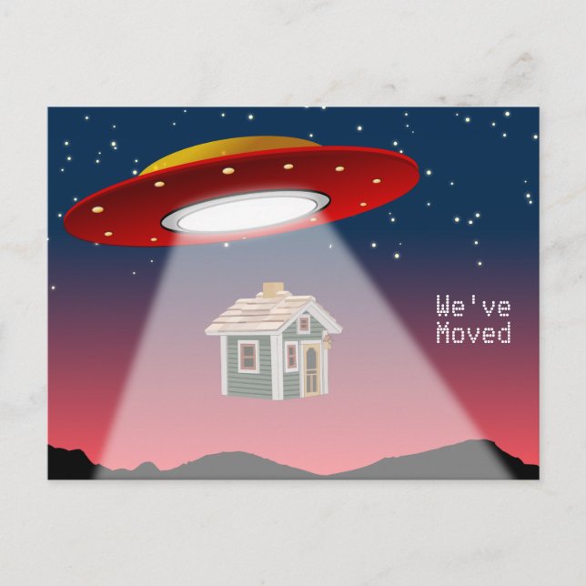 We've Moved Flying Saucer New Address Announcement Postcard (Front)