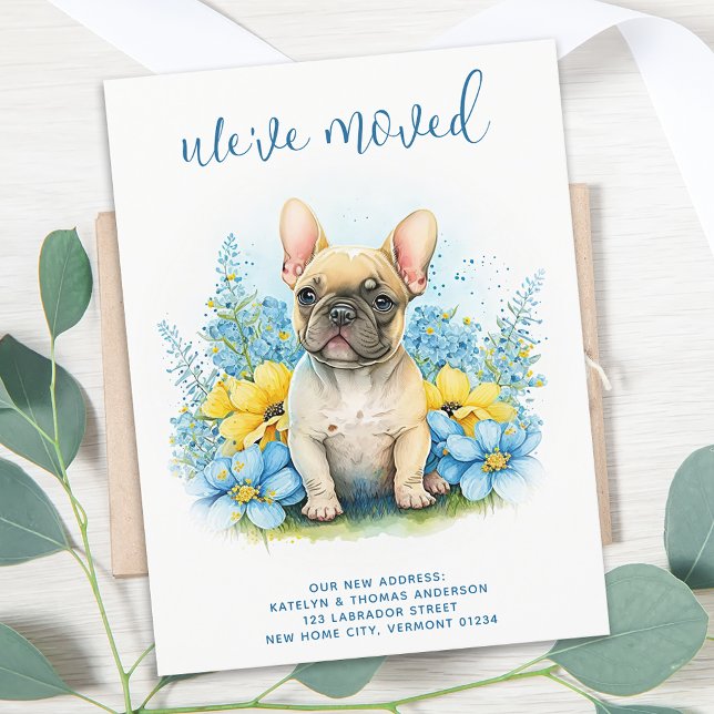We've Moved French Bulldog Puppy Dog Moving Announcement Postcard (Creator Uploaded)