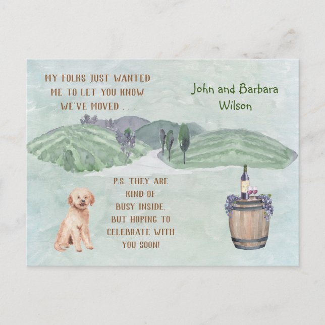 WE'VE MOVED FUN FAMILY DOG ANNOUNCES MOVE ANNOUNCEMENT POSTCARD (Front)