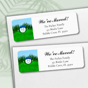 We've Moved Funny Golf Ball in Rough Personalised Return Address Label