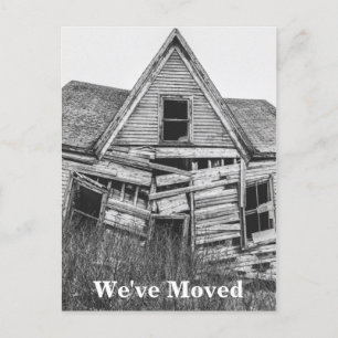 We've Moved Funny Old Dilapidated House Announcement Postcard