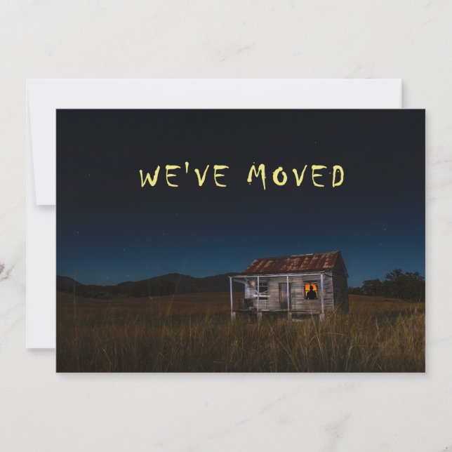 We've Moved Funny Spooky House at Night Announcement (Front)